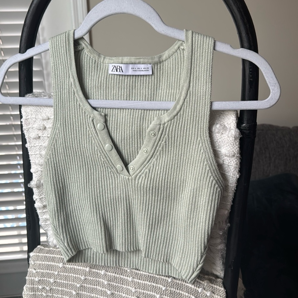 Zara light green tank top